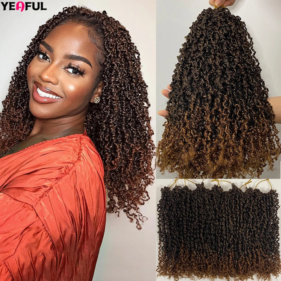 1-6 Packs Yanky Twist Crochet Hair 12"Pre-twisted Natural Black Kinky Mini Spring Twist Small Curly Senegalese Twist Hair Braids