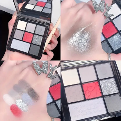 Dark Retro Eyeshadow Palette, Rich Color Wild rose Eyeshadow, Matte Pearl Gothic Black and Red Contrast Smoky Eyeshadow Palette