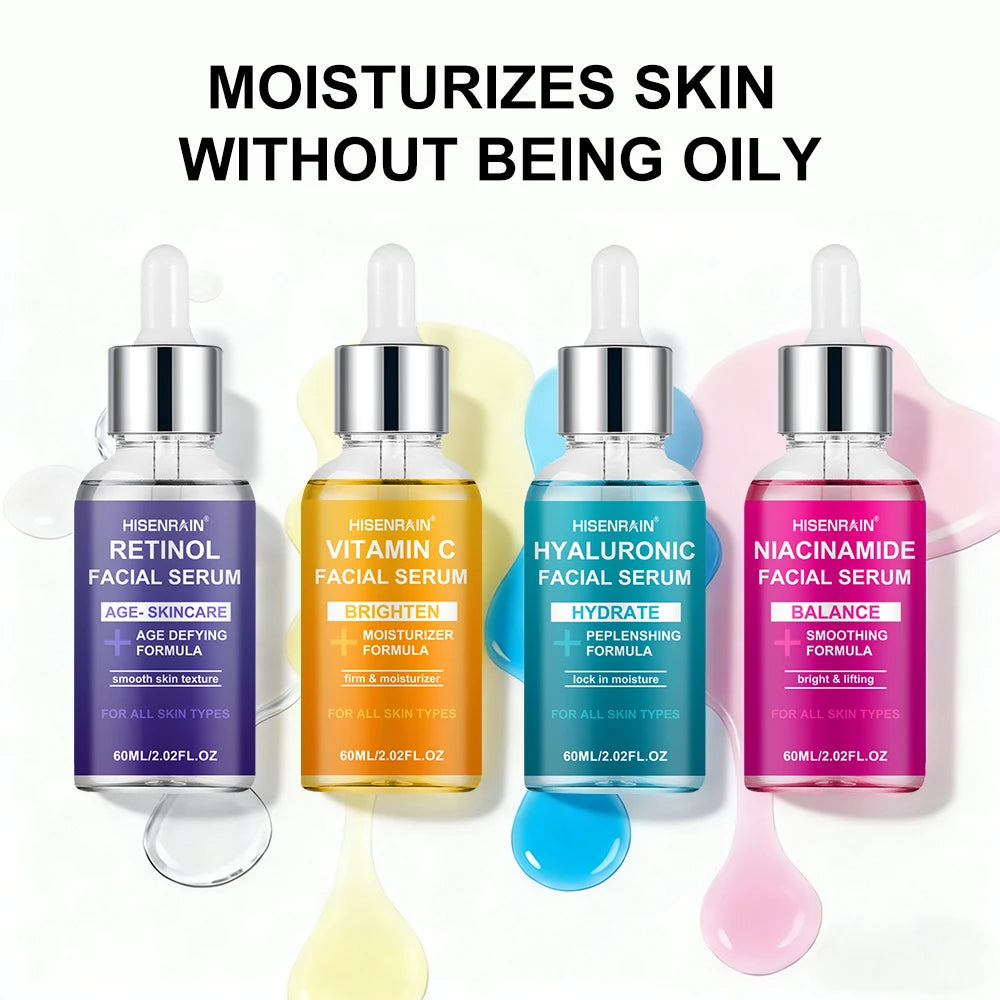 HISENRAIN Luxury Moisturizing Essence 4-Piece Set - Premium Skincare Gift for Holiday Seasons, Radiant & Hydrated Skin.