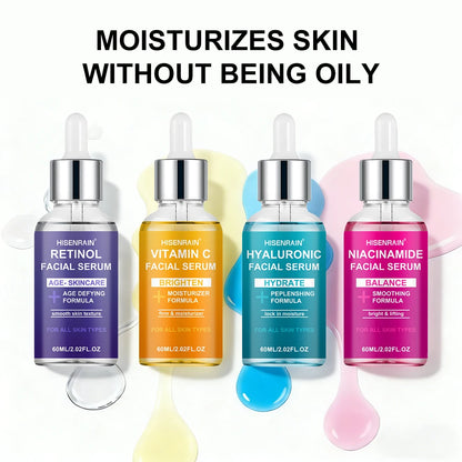 HISENRAIN Luxury Moisturizing Essence 4-Piece Set - Premium Skincare Gift for Holiday Seasons, Radiant & Hydrated Skin.