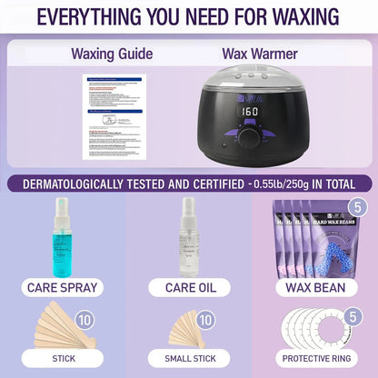 Waxing Kit for Women Beginner Friendly - Complete Wax Kit That Includes 50g*5 of Wax Beads, Applicator, Pre and Post Care Easy T