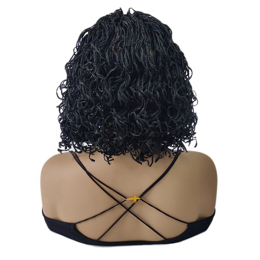 12Inches Synthetic Lace Front Braided Wig Short Bob Braids Handmade Micro Cornrow Braid Knotless Box Braid Curly Wigs