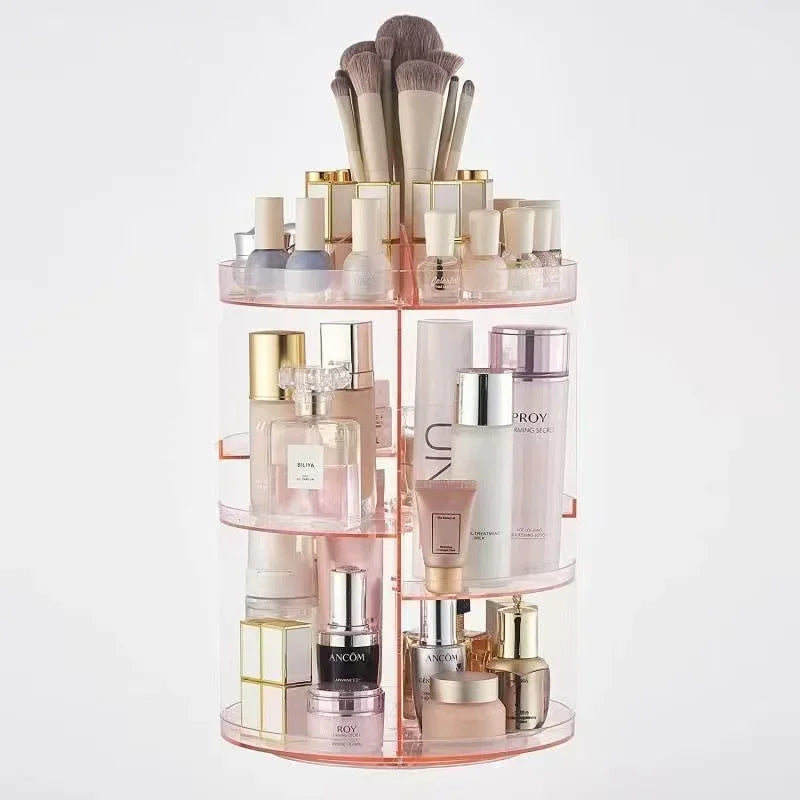 360 Rotating Acrylic Cosmetic Organizer Transparent Multi-Layer Large Capacity Makeup Storage for Vanity Bathroom Desktop