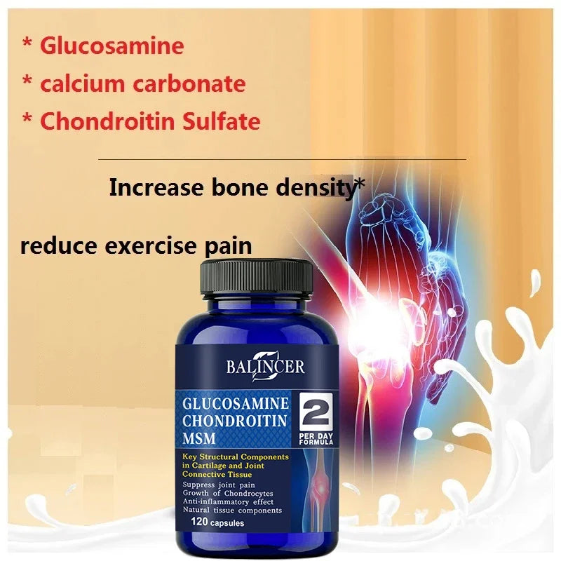 Glucosamine Chondroitin MSM - for Joint and Knee Health, Immune System, Non-GMO, 120 Capsules