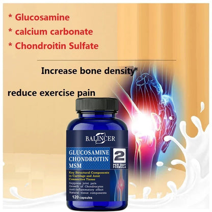 Glucosamine Chondroitin MSM - for Joint and Knee Health, Immune System, Non-GMO, 120 Capsules