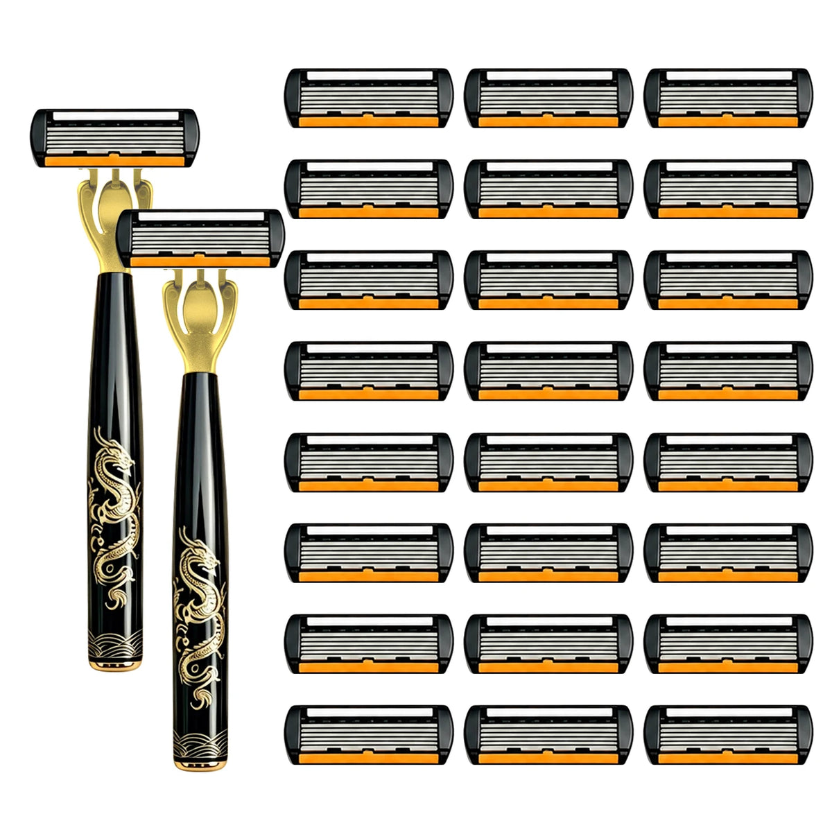 Men's Manual Safety Razor Set, Featuring 6-Layer Stainless Steel Blades and an Aloe vera Lubricating Strip | Perfect as a Gift.