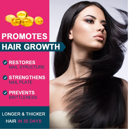 High Biotin 5000mcg Capsules with Hydrolyzed Fish Collagen & MSM, Healthy Hair, Glowing Skin, Strong Nails & Anti-Aging Support