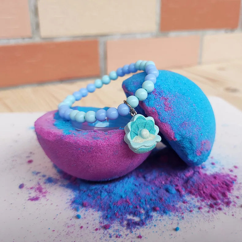 Blind Box Bracelet Bath Salts Fizzies, Surprise Toy Inside, Spa Body Soak Gift