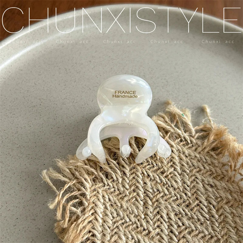3.5CM Elegant France Acetate Leopard Hair Claw Small Size Sweet Style Hair Clip Shark Clip Women Hair Accessories Headwear