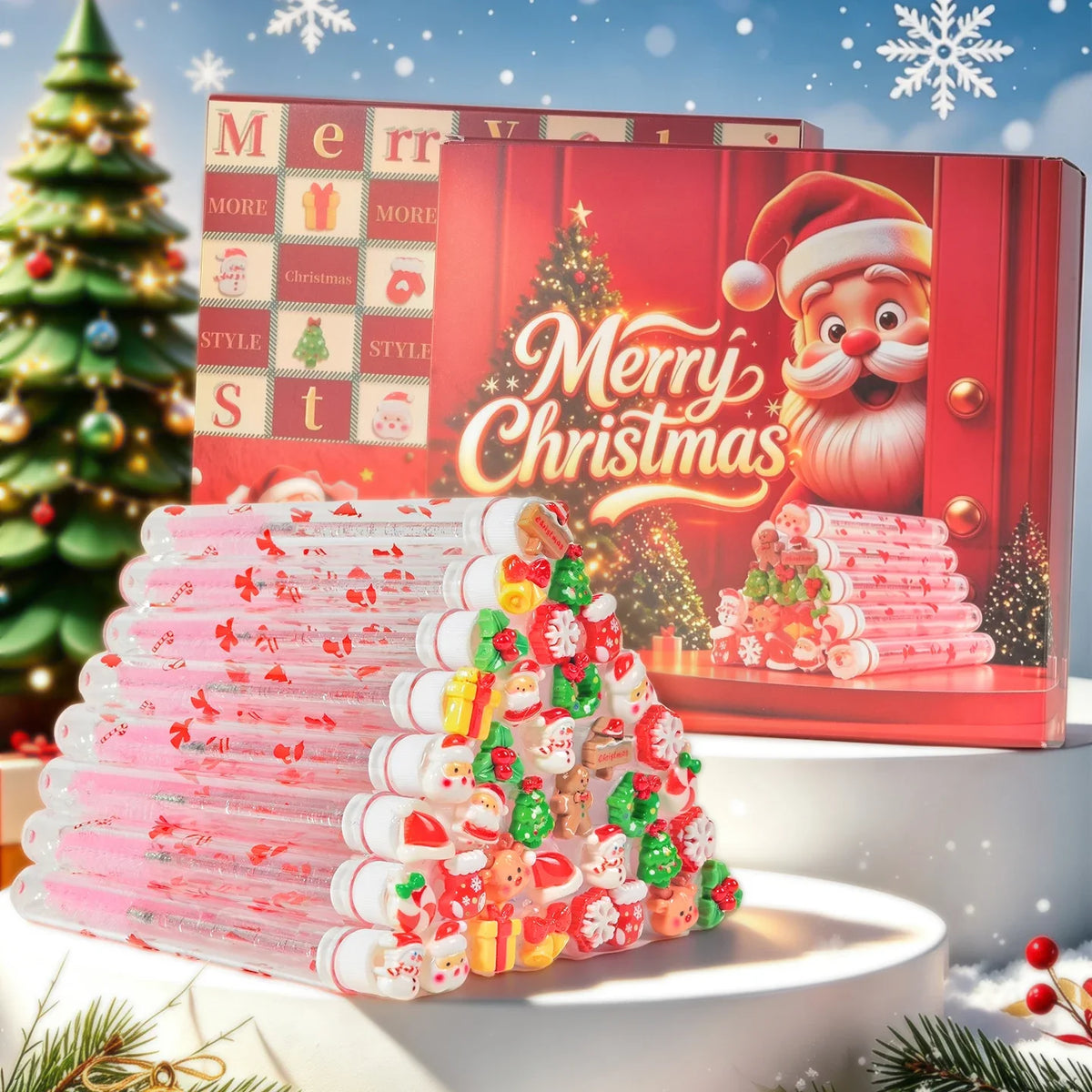 20Pcs Christmas Lash Spoolies Santa Snowflake Mascara Wands Eyelash Brush Eyebrow Comb Makeup Tools with Luxury Holiday Gift Box