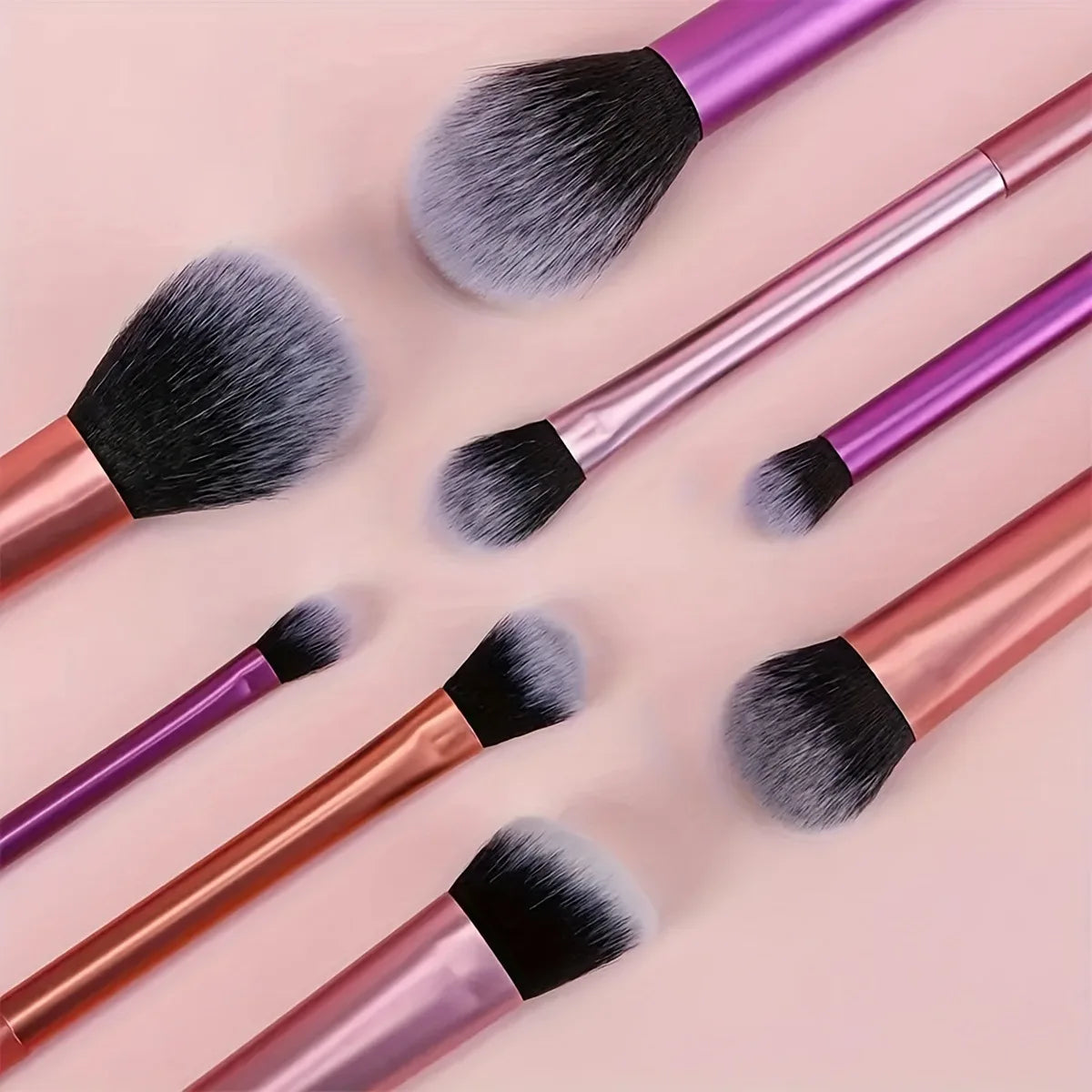 8 PCS Long‑Handle Makeup Brush Set, Multi‑Color Ultra‑Soft Brushes, Powder Blush Eyeshadow Brushes for Beginners