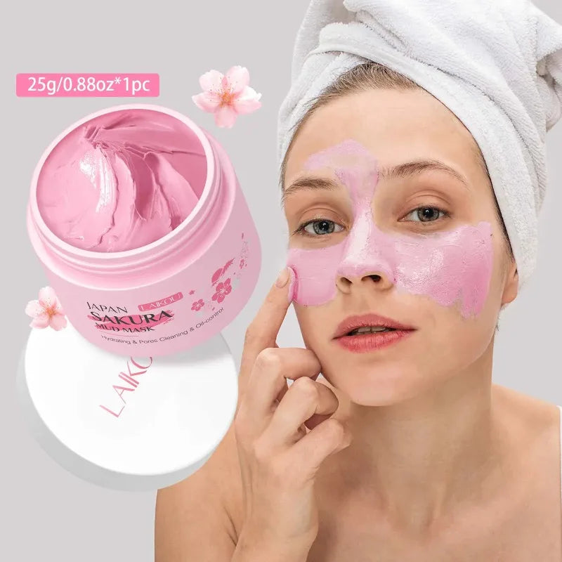 LAIKOU Sakura Mud Mask 25g Deep Cleansing Blackheads Brightening Oil Control Face Mask