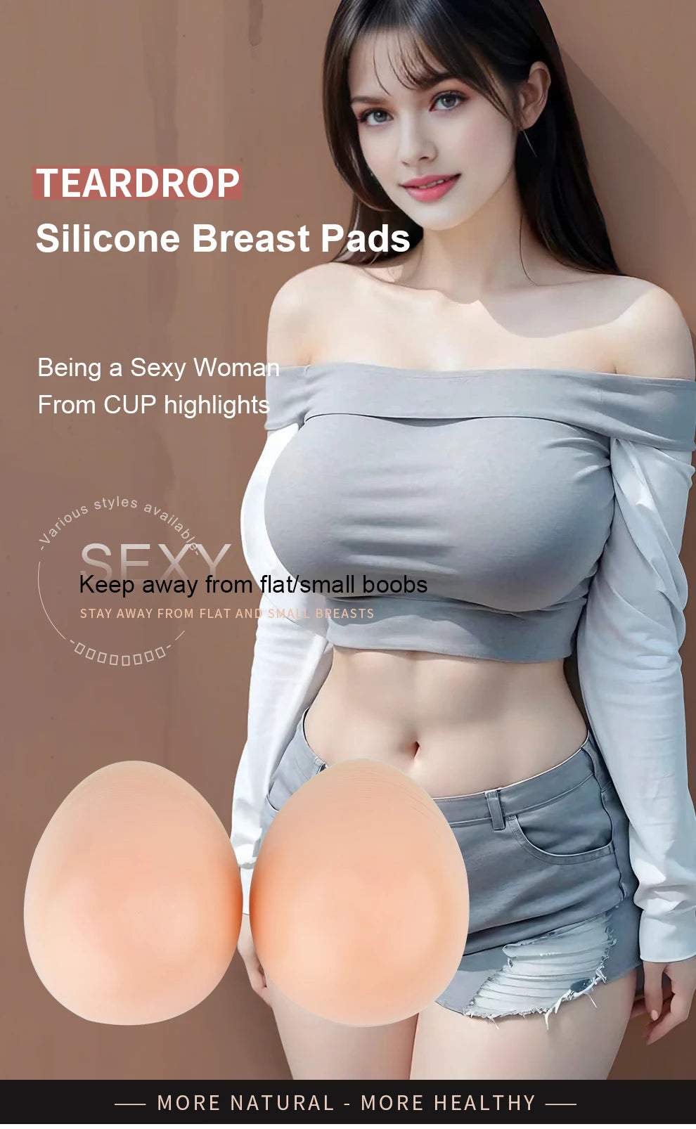 Silicone Fake Boobs Non Nipple Concave Bottom Breast Form Prosthesis Chest Increase  Female Anchor Breast Augmentation