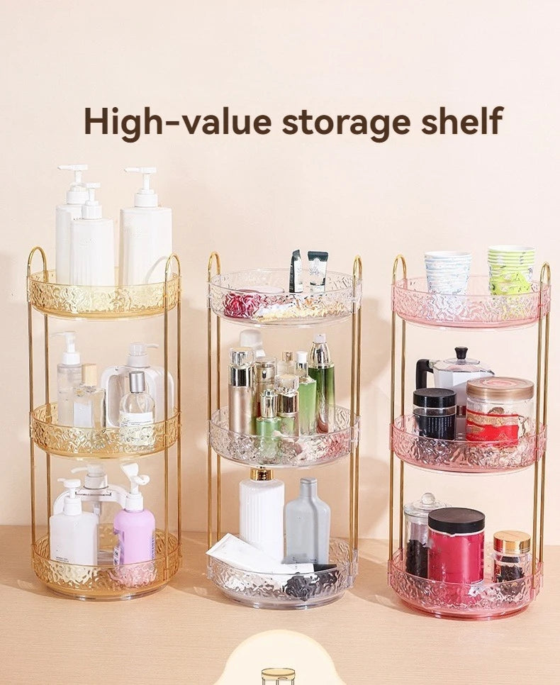 1Pc/Water Ripple Pattern Bedroom Vanity Cosmetic Rotating Storage Rack Box Bathroom Desktop Perfume and Skincare Tray