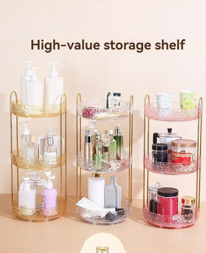 1Pc/Water Ripple Pattern Bedroom Vanity Cosmetic Rotating Storage Rack Box Bathroom Desktop Perfume and Skincare Tray
