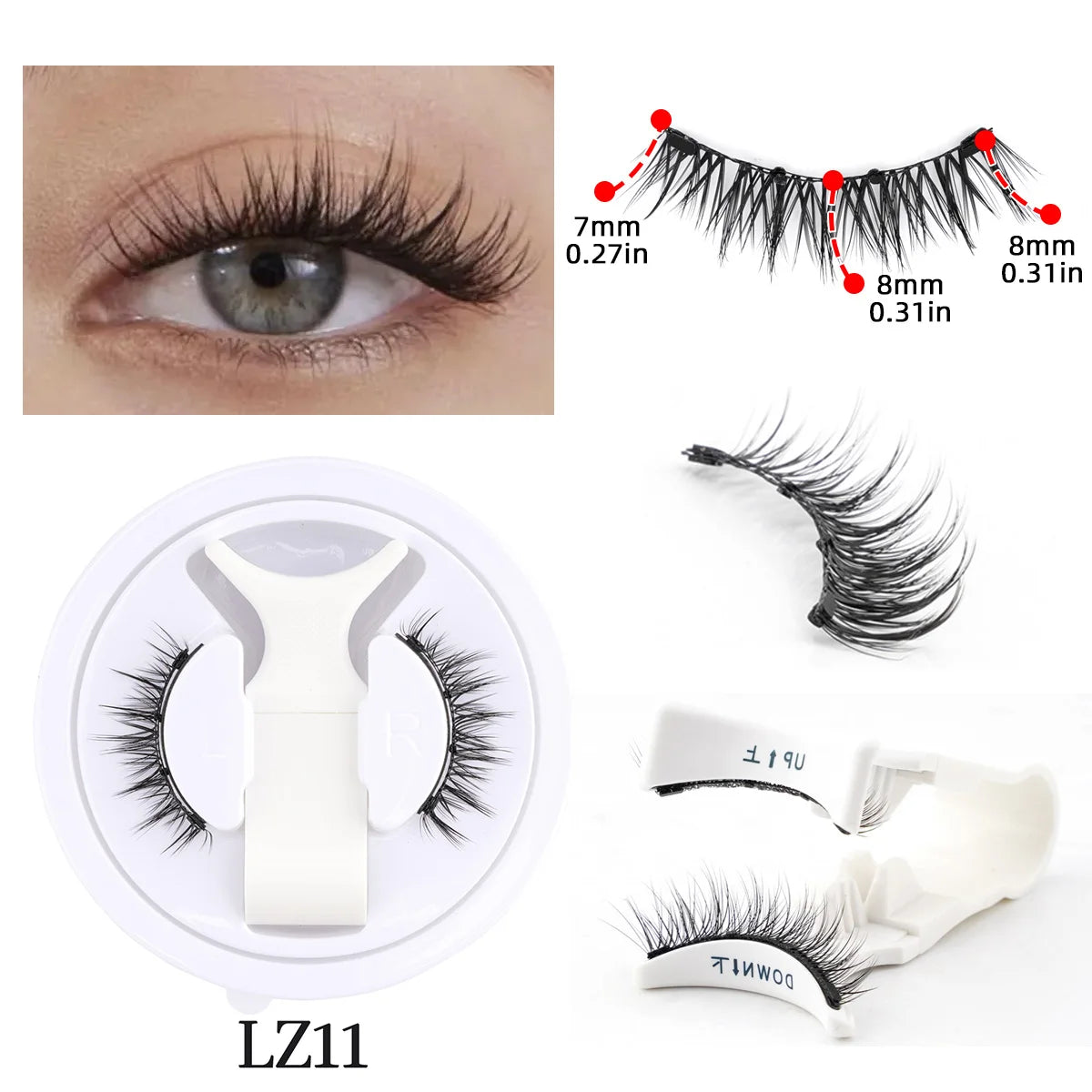 1/2 Pairs Reusable Magnetic Eyelashes Handmade Natural False Eyelash with Magnetic Tweezers Makeup Tool Fluffy Faux Mink Lashes