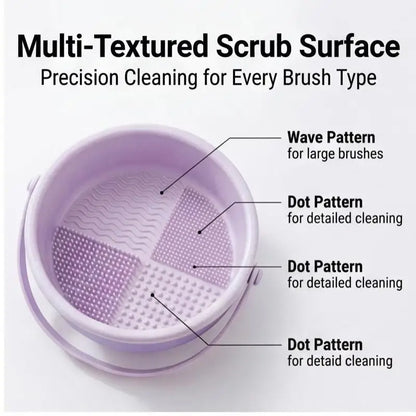 3-In-1 Foldable Silicone Makeup Brush Cleaner Mat & Drying Rack Lightweight Portable Cosmetic Brush Cleaner for Business Trips