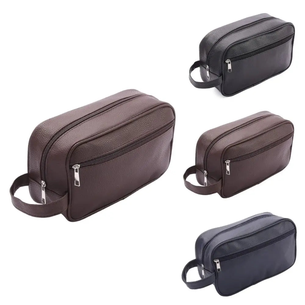 New Large Capacity Men Cosmetic Bag Travel PU Leather Zipper Makeup Bags Storage Pouch Cosmetics Organizer Toiletry Bag