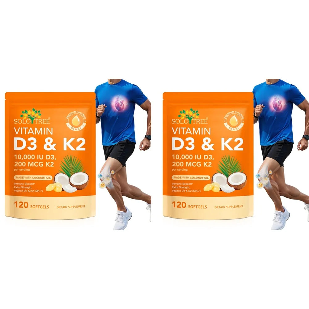 Vitamin D3 10,000 IU & K2 200 mcg Softgels Helps Maintain Healthy Bone Structure Supports Immune Health Strength & Energy 120 Ct