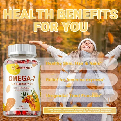 OMEGA-7 Sea Buckthorn Oil - Supports Skin, Cardiovascular, Digestive and Liver Health, Boosts Energy, Immunity, Antioxidant Vega