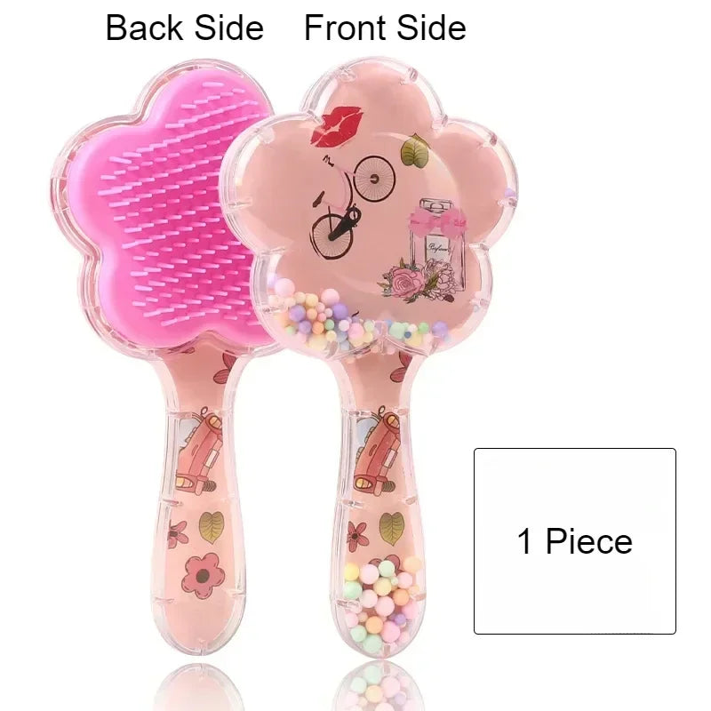 1pc Flower Shape Comb Beauty Makeup Comb with Long Handle for Kids Girls Makeup Hair Brush Children Hairbrush Combs