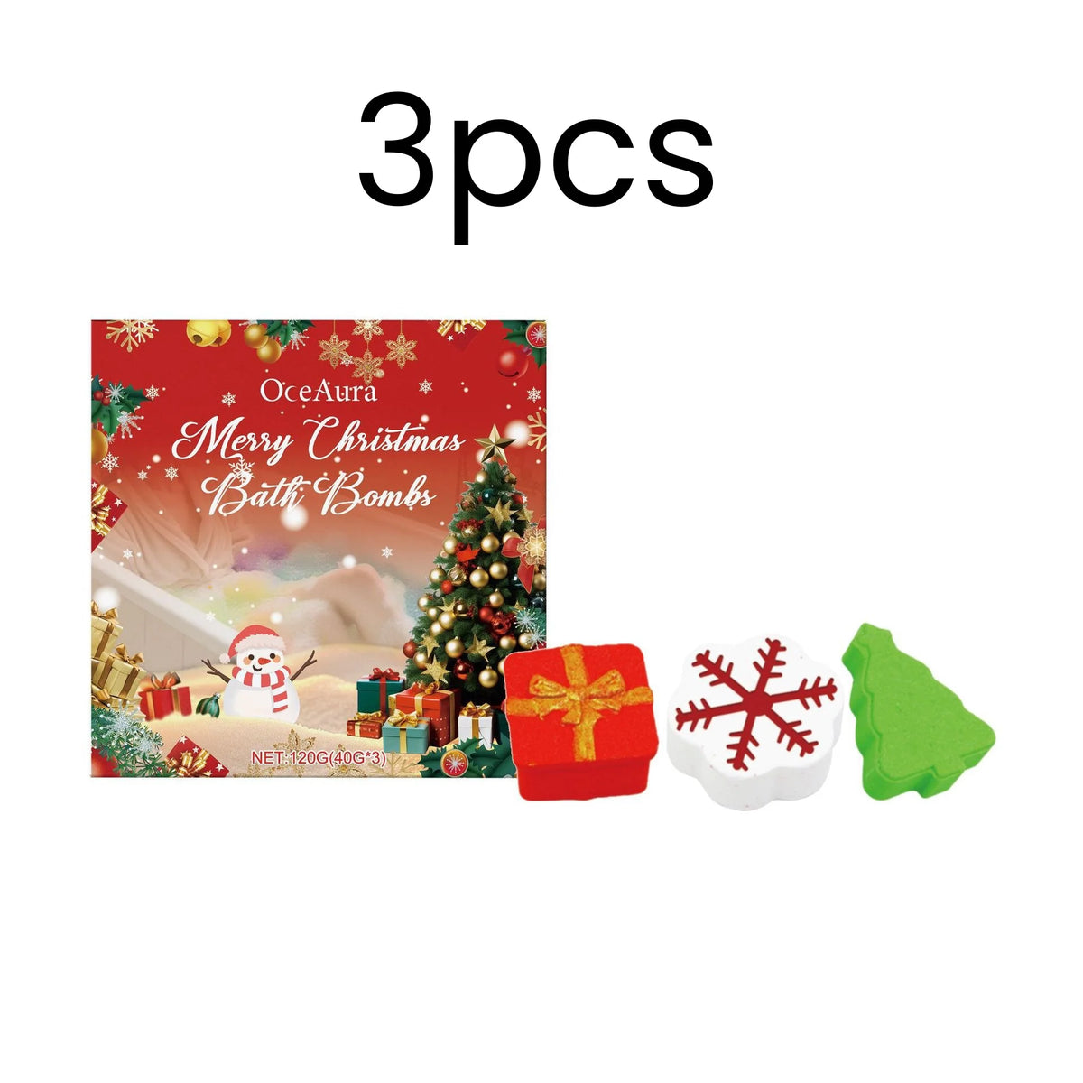 OceAura Christmas Bath Balls Holiday Gift Deep Cleaning Gentle Moisturizing Colorful Bubble No Residue Gift Box Bath Ball 120g