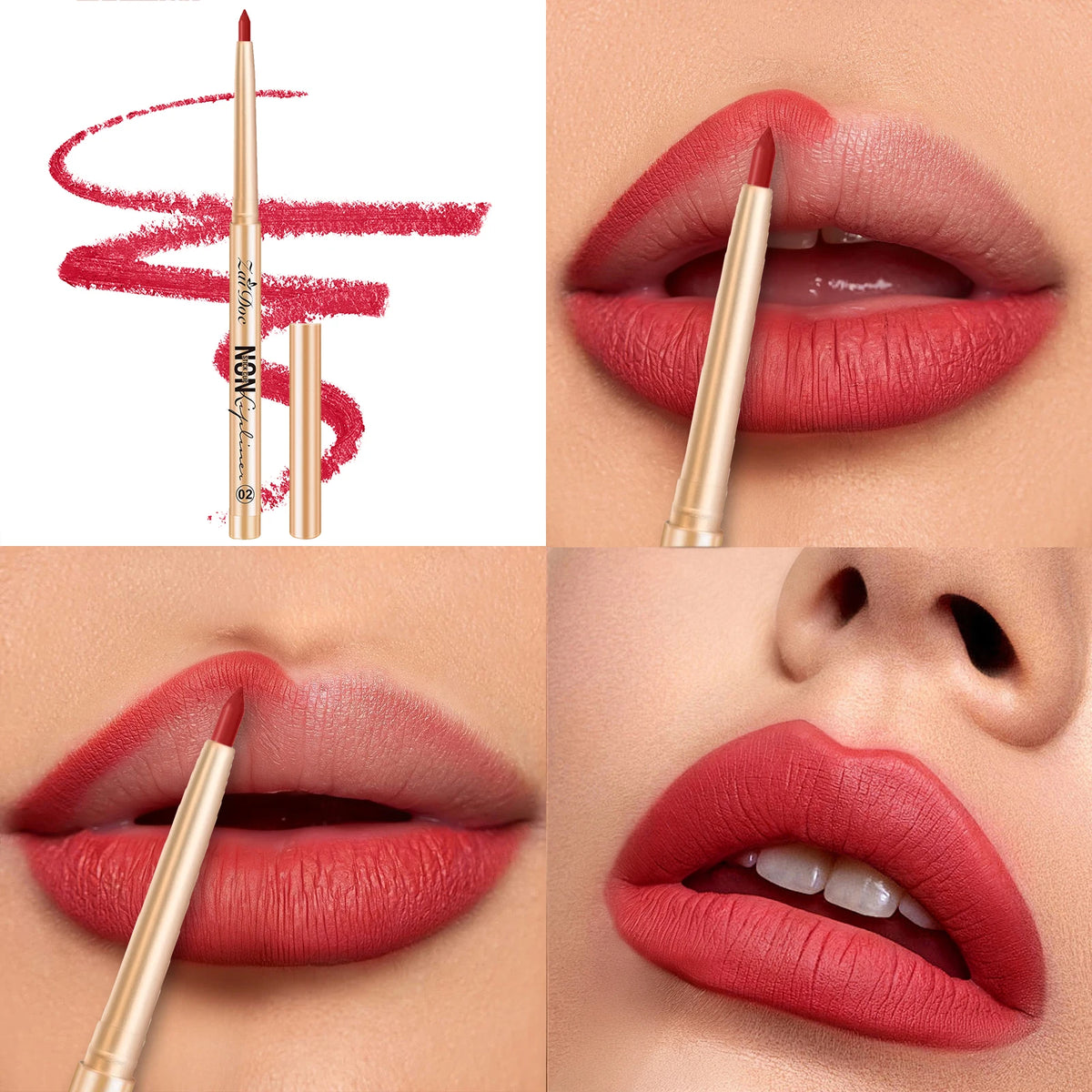 ZaiDoc 3 Colors Lip Liner Pencil Set Long Lasting Waterproof Smudge Proof Smooth Lip Pencil Natural Finish Daily Makeup