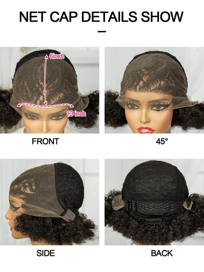 Synthetic Cornrow Braided Wig with Baby Hair 13x6 Lace Front Afro Kinky Curly Short Braids Transparent Lace Wig for Black Women