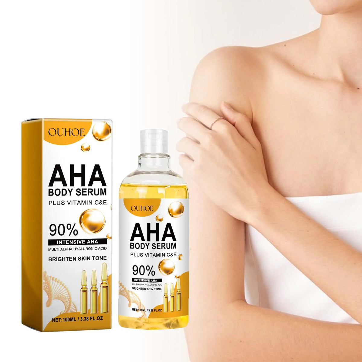 AHA Body Whitening Serum Moisturizing Spots Eraser Corrector Shrink Pore Repair Lighten Body Face Skin Care Hydrating Face Serum