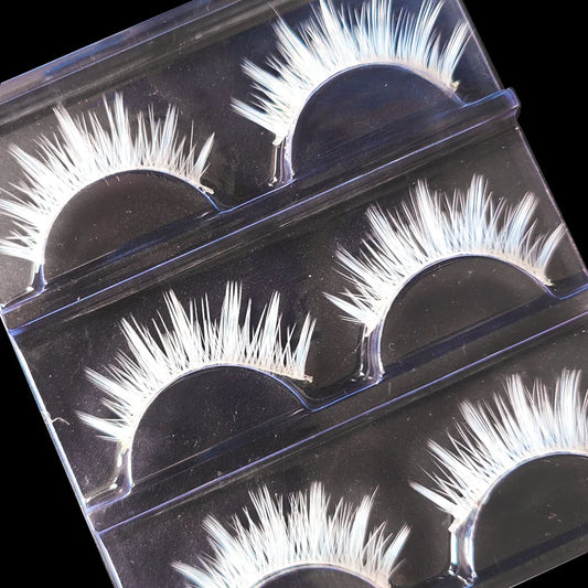 3 Pairs Cosplay White Eyelashes Extension Natural Looking Long Thick Janpanese Style Little Devil White Eye Lashes Halloween