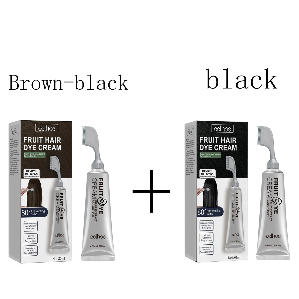 Fruit and Vegetable Hair Cream, Naturally Gentle, Long-Lasting, Does Not Damage Scalp or Hair, Easy to Color, Black Hair Cr