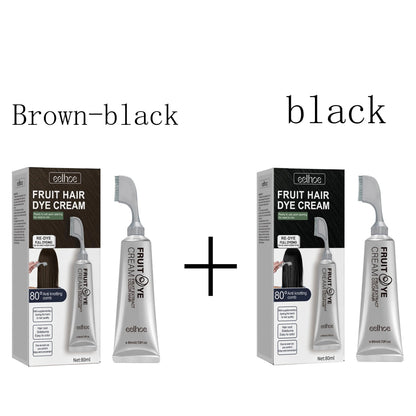 Fruit and Vegetable Hair Cream, Naturally Gentle, Long-Lasting, Does Not Damage Scalp or Hair, Easy to Color, Black Hair Cr