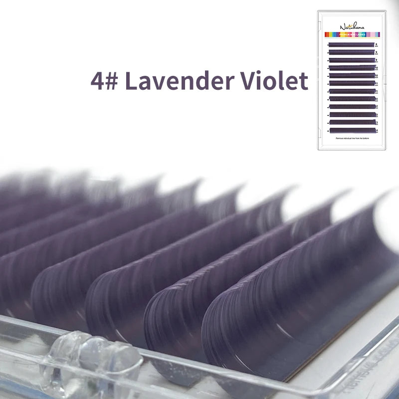 NATUHANA Ombre Blue Purple Color Eyelash Extension Individual Faux Mink Eyelashes Gradient White False Lashes