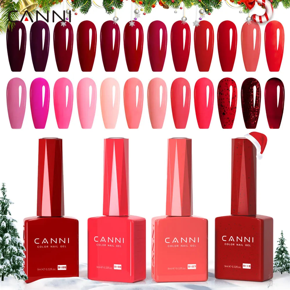CANNI Gel Nail Polish TPO/HEMA FREE Gorgeous Christmas Red Color Winter Nails Full Coverage Soak Off UV LED Semi Permanent Gel