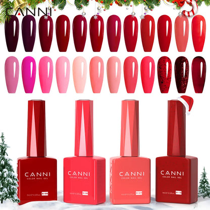 CANNI Gel Nail Polish TPO/HEMA FREE Gorgeous Christmas Red Color Winter Nails Full Coverage Soak Off UV LED Semi Permanent Gel