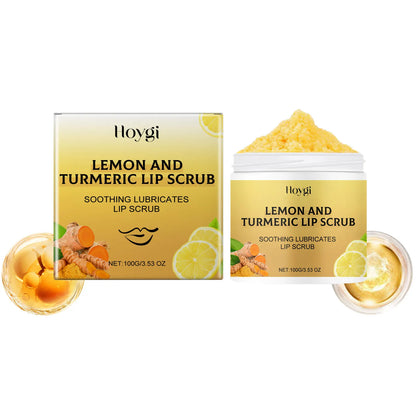 Turmeric Lemon Lip Scrub Dead Skin Removal Exfoliating Moisturizing Balm for Dry Chapped Lips Fade Lip Lines Nourishing Lip Care