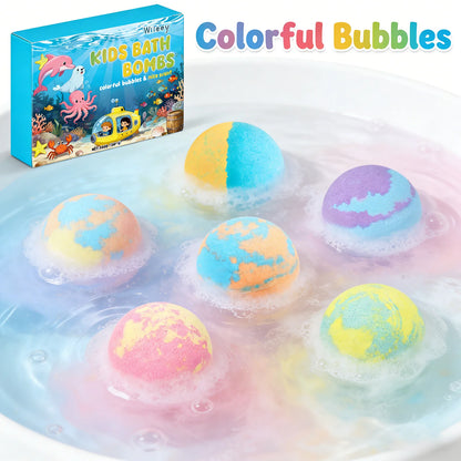 Wiieey Bath Balls for Kids Gentle Skin Cleansing Deep Hydration Calming Scent Infusion Rich Bubble Soothing Bath Bombs 180g