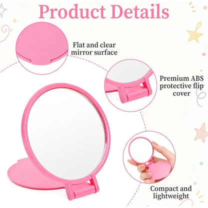 6-60 Pcs Pink Compact Portable Travel Cosmetic Mirror Bulk, Mini Folding Pocket Makeup Mirror Wedding Bridal Shower Party Favor