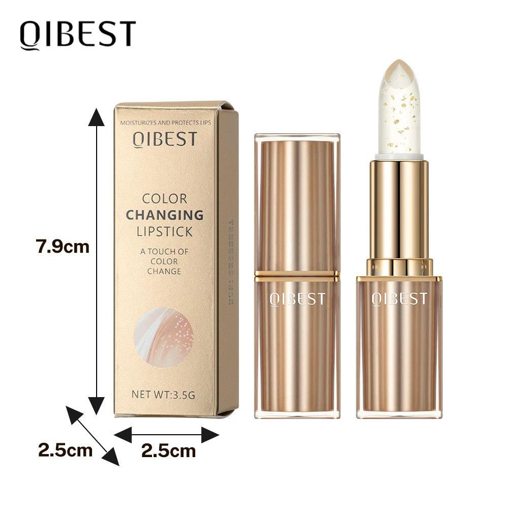 QIBEST 3 PCS Glitter Lip Blam Color Changing Lipstick Transferproof Lasting Moisturizing Shiny Lip Stain Tint With 3 Pack Makeup