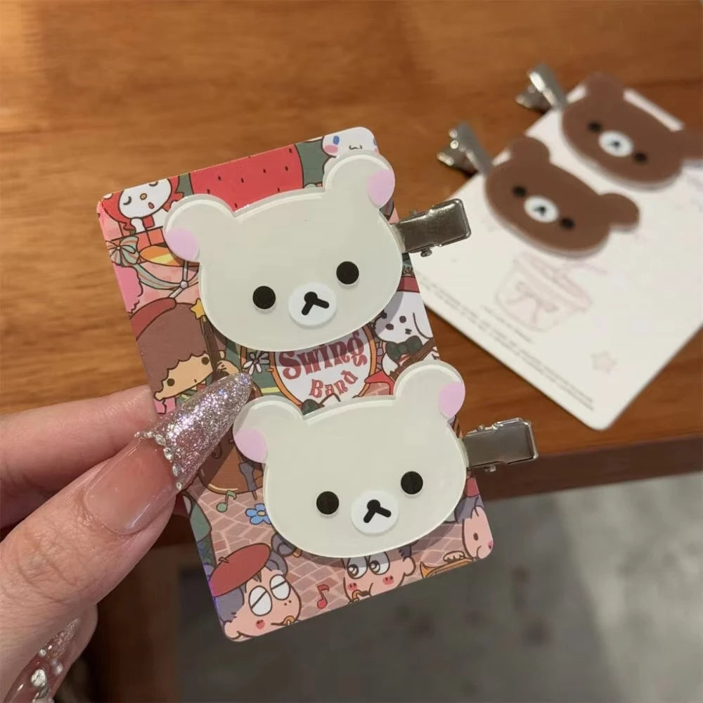 Rilakkuma Korilakkuma Hair Clips Anime Bear Head Cute Hair Pins and Clips Headwear Kawaii Hair Accessories for Women Girls