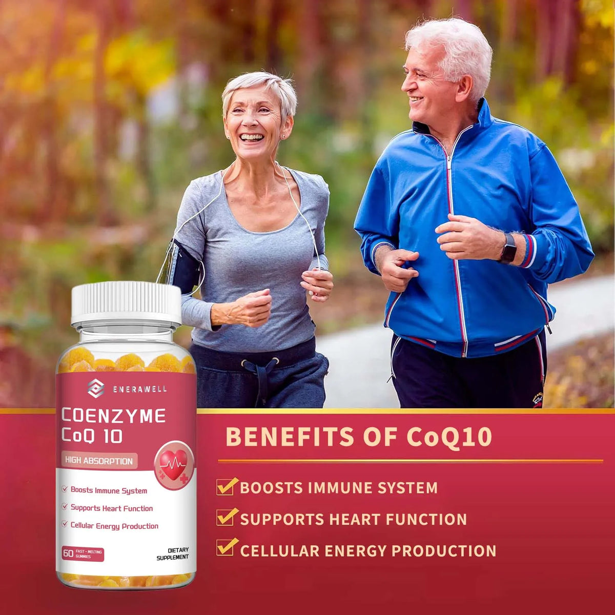Organic Coenzyme Q10 Gummies - Supports Energy Production, Core System Health, Supports Immunity - Dietary Supplement
