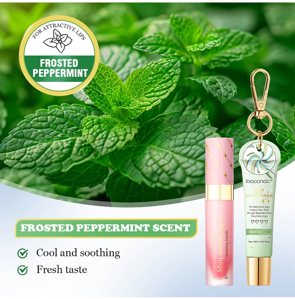 Strawberry Scent Lip Gloss Duo Combo with Keychain Long Lasting Nourish Plumper Lip Cosmetics Christmas Gift