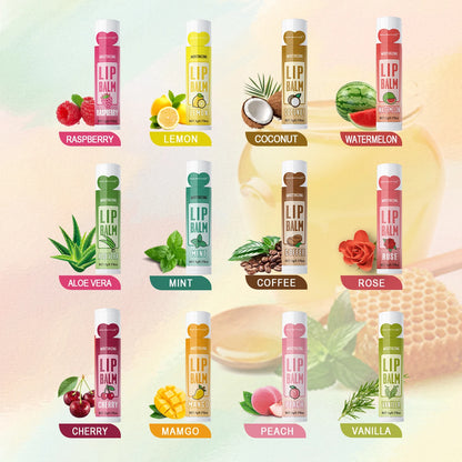 24PCS/ Box 12 Kinds of Flower and Fruit Lip Balm Set Gift Natural Fragrance Moisturizing Exfoliating and Brightening Lip Color