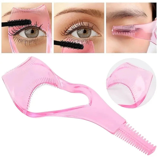 3 in 1 Portable Eyelash Makeup Tool Lash Curler Anti Smudge Mascara Shield Guard Eyeliner Holder Eye Beauty Cosmetic Accessory