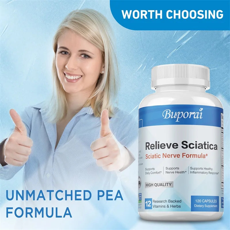 Relieve Sciatica Capsules - Helps Relieve Joint Pain, Discomfort in The Hips, Legs and Lower Back,Improves Nervous System Health