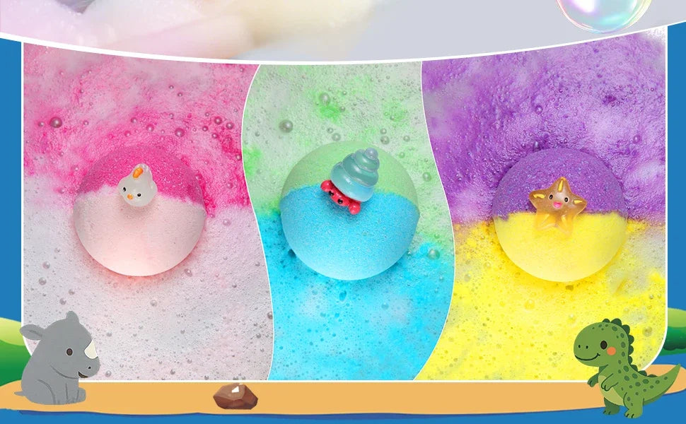 Kids Bath Bombs Toy Surprise Hidden Glow in Dark Toys Natural Organic Bath Fizz Balls Gift Set for Children Holiday Gift Set