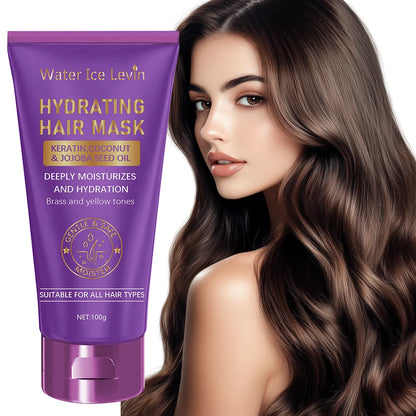 Keratin Purple Hair Mask - Purple-Blue Protein Deep Conditioner Treatment - Suitable for blonde, platinum, silver, gray, or brown dry and damaged copper-toned hair