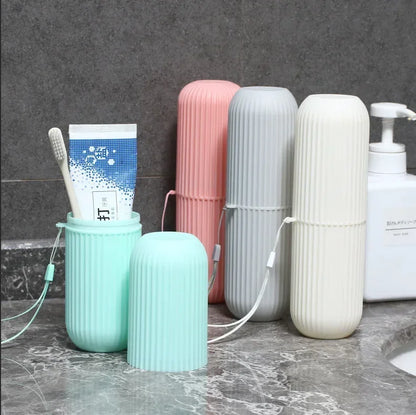 1/2pcs Portable Toothbrush Cup Bathroom Toothpaste Holder Storage Case Box Organizer Travel Toiletries Storage Cup