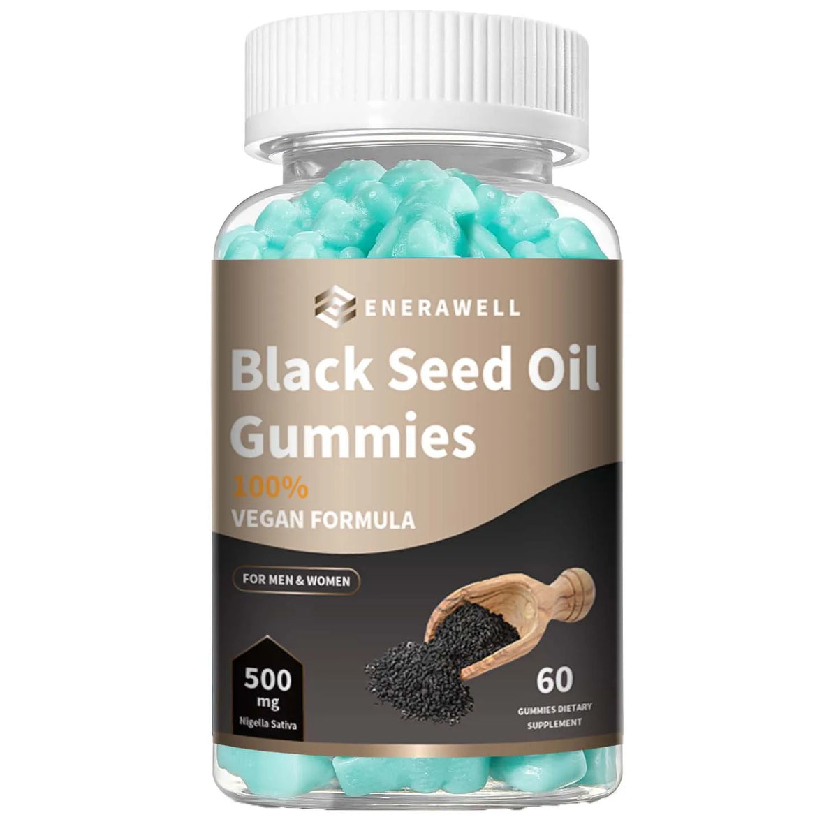 Black Seed Oil 500mg Per Serving - Premium Nigella Sativa Blackseed Gummies for Skin & Immune Support, Non GMO