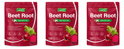 Lenm Beet Root Softgels Natural Antioxidant Supplement for Blood Circulation Vitality & Endurance Support with MCT Oil 120 Count